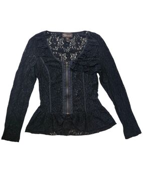 Anna Scott Black Lace Peplum Top